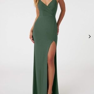 Sheath Pleated Luxe Knit Floor-Length Dress Eucalyptus